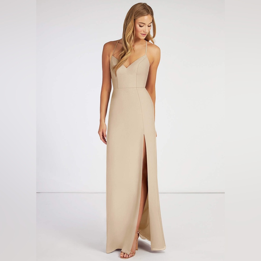 Azazie Manila Champagne Bridesmaid Wedding Gown Dress - Size: 6